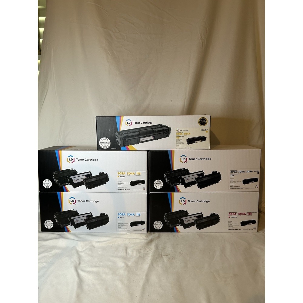 LD Compatible Replacements for HP 305A 304A Cannon 118 Black Yellow Magenta Cyan